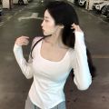 Pure Desire Style White Long Sleeve T T-shirt Women's Autumn and Winter Design Sense Niche Slim Bottoming Shirt Inner Wear Unique Chic Top. 