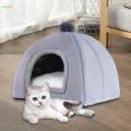 Cat Bed for Indoor Cats Cozy Kennel Snooze Calming Pet Bed Semi Enclosed Cat Nest Cat House Grey L. 