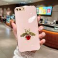 FELMYST Diamond Bee Phone Case For iPhone 8/7 Plus Luxury Brand 3D Honeybee Mobile Casing Metal Gem Square Girl Boy Gift Soft Shockproof Back Cover Cases.