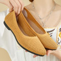 【Hot ticket】 Spring And Summer Solid Color Pointed Flat Shoes Soft Sole Shoes Shallow Mouth Flat Shoes Casual Breathable Ladies Hollow Knitted Shoes.