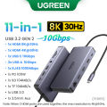 UGREEN USB C HUB 8K30Hz 4K60Hz USB C to 2xHDMI 2.1 RJ45 USB 3.0 PD Adapter for Macbook iPad M2 M1 PC Accessories USB C Splitter.