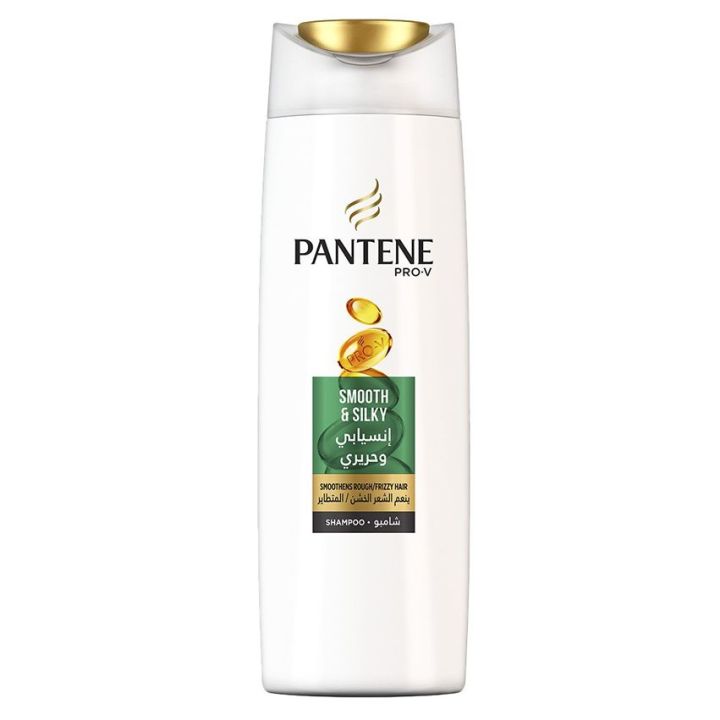 Pantene Pro-V Smooth & Silky Shampoo 390ml - Frizz Control & Hair Curling for Regular Hair