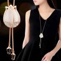 Fashion Elegant Simulated Pearl Choker Necklaces For Women Silver Color Chain Long Necklace Pendant Jewelry Accessories Trendy. 