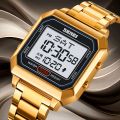 SKMEI 2149 Men's Electronic Square Steel Band Student Multi functional Sports Waterproof Night Glow Electronic Watch. 