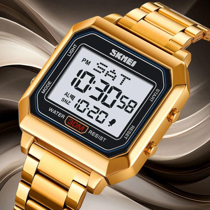 SKMEI%202149%20Men's%20Electronic%20Square%20Steel%20Band%20Student%20Multi%20functional%20Sports%20Waterproof%20Night%20Glow%20Electronic%20Watch%20-%20Image%202