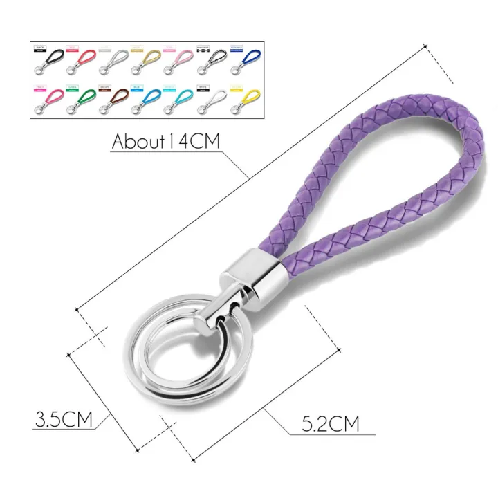 15%20Colors%20PU%20Leather%20Braided%20Woven%20Rope%20Double%20Rings%20Fit%20DIY%20bag%20Pendant%20Key%20Chains%20Holder%20Car%20Keyrings%20Men%20Women%20Keychains%20K224%20-%20Image%206