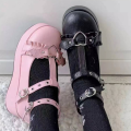 new Sweet Heart Buckle Wedges Mary Janes Women Pink T-Strap Chunky Platform Lolita Shoes Woman Punk Gothic Cosplay Shoes 43 House Foocus. 