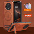 lthmy for Oppo Reno 12F 4G Supports Magnetic Wireless Charging Casing Matte Leather Phone Case Shockproof Protection Cases Armor Bracket Back Cover.