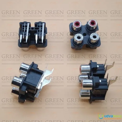 2Pcs%20PCB%20Mount%20Stereo%20Audio%20Video%20Jack%20AV/RCA%20Socket%204%20Position%20Female%20Connector%20-%20Image%204
