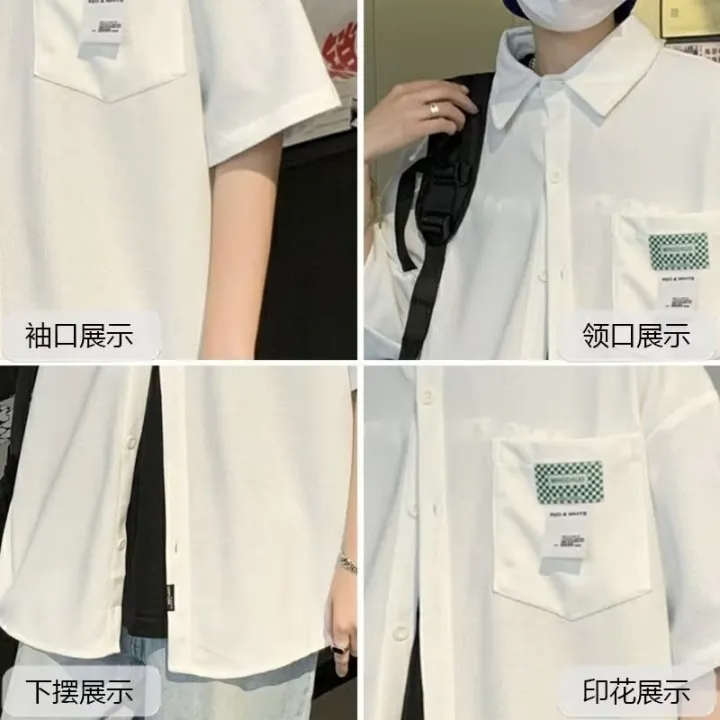 Hong%20Kong%20Style%20Solid%20Color%20Labeling%20Short-Sleeved%20Shirt%20for%20Boys%20Summer%20Trendy%20Japanese%20Loose%20Casual%20Half%20Sleeves%20Shirt%20Coat%20Cardigan%20-%20Image%204
