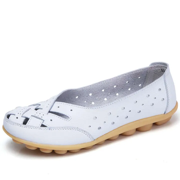 44%20size%20Bird's%20Nest%20Hole%20Flat%20Bottom%20Sandals%20Summer%20Single%20Bean%20Leather%20Casual%20Women's%20Middle%20School%20Top%20Size%20Mom%20Shoes%20-%20Image%206