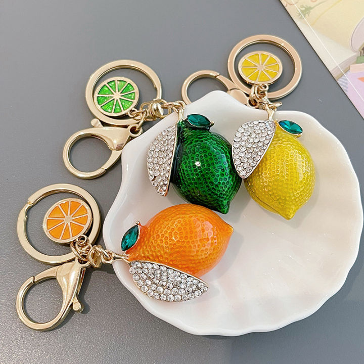 Creative%20Emulational%20Fruit%20Cute%20Rhinestone%20Small%20Lemon%20Car%20Key%20Ring%20Women's%20Bag%20Pendant%20Key%20Chain%20Ring%20Cartoon%20Gift%20-%20Image%203