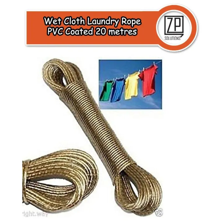 Cloth Covered Rope 20 Meters Heavy Duty Wet Cloth Laundry Rope Cloth Line PVC Coated Metal ...