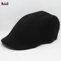 Black Wool Fabrics Newsboy Golf Cap.