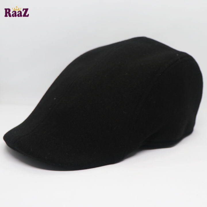 Black Wool Fabrics Newsboy Golf Cap