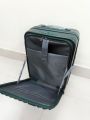 Elegant Forest Green Hard-Shell Spinner Suitcase - Lightweight ABS Carry-On Luggage with Ribbed Finish and Telescopic Handle. 