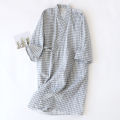 Japanese kimono spring and autumn new ladies night gown 100% cotton gauze robe pajamas flower love bathrobe mid-length home gown. 