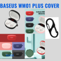 Silicone Case for Baseus Bowie WM01+ Case Solid Color Protection Earphone cover with hook. 
