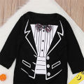 【Happy childhood memories】（NEW）Baby Boys Party Gentleman Clothes Romper Jumpsuit Outfit Suits Style Gentleman Boys Rompers Black 0-24M. 