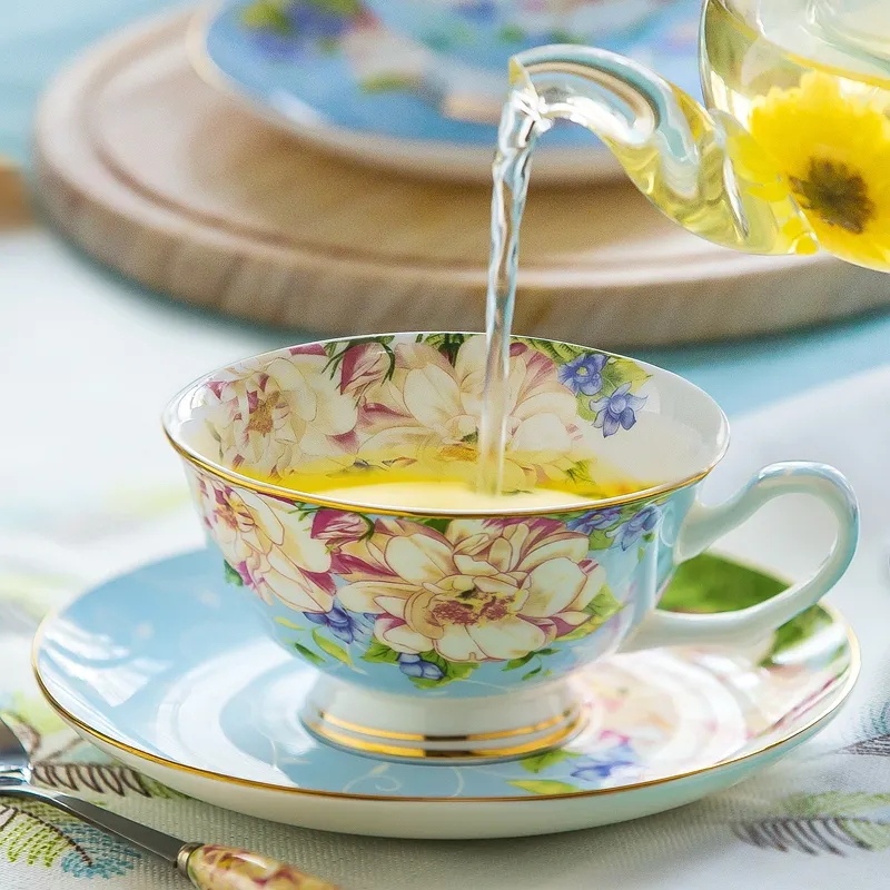 220ML, fine bone china vintage tea cup set, craft tea cup with
