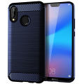 lthmy for Huawei Nova 3e Case Carbon Fiber TPU Soft Silicone Back Cover Armor Phone Case Casing. 