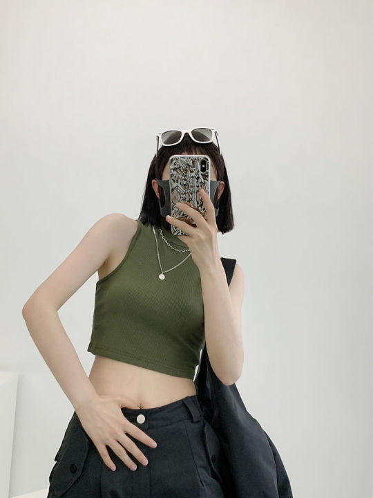 Half%20Turtleneck%20Hot%20Girl%20Sleeveless%20Top%20for%20Women%20ins%20Trendy%20American%20Slim%20Fit%20Midriff-Baring%20Outer%20Wear%20Inner%20Wear%20Short%20Vest%20-%20Image%202