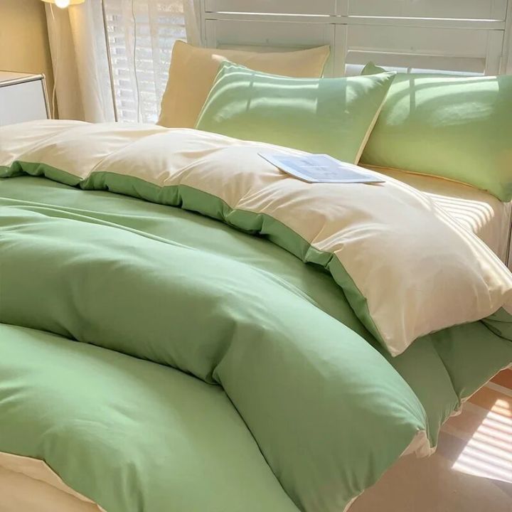 Solid Color Simple Four-piece Set Student Dormitory Household Bed Sheet Kit With Pillowcase