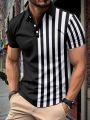 T-shirt Men's summer men's button-down Polo shirt lapel Polo shirt gradient pattern printed street short sleeve printed clothing. 