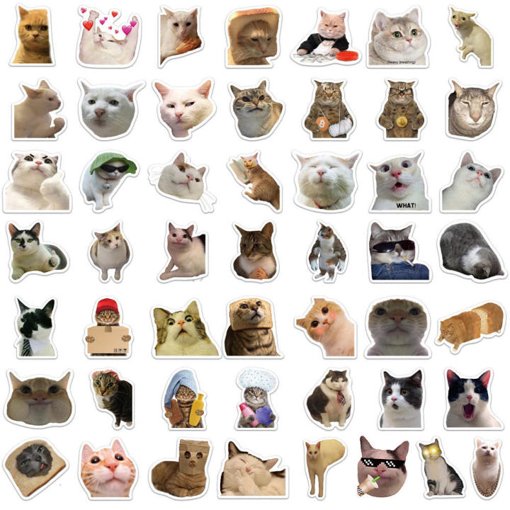 50Pcs%20Cute%20Cartoon%20Cat%20Stickers%20Funny%20Cat%20Memes%20Graffiti%20Stickers%20for%20Teens%20Adults%20Kids%20Waterproof%20Vinyl%20Stickers%20for%20Laptop%20Phone%20Guitar%20Water%20Bottles%20Luggage%20-%20Image%203