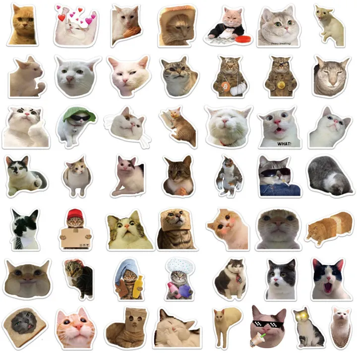 50Pcs%20Cute%20Cartoon%20Cat%20Stickers%20Funny%20Cat%20Memes%20Graffiti%20Stickers%20for%20Teens%20Adults%20Kids%20Waterproof%20Vinyl%20Stickers%20for%20Laptop%20Phone%20Guitar%20Water%20Bottles%20Luggage%20-%20Image%203
