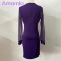 Mesh Splicing Dress V Neck Mesh Patchwork Evening Dress for Party Prom Women Dress.