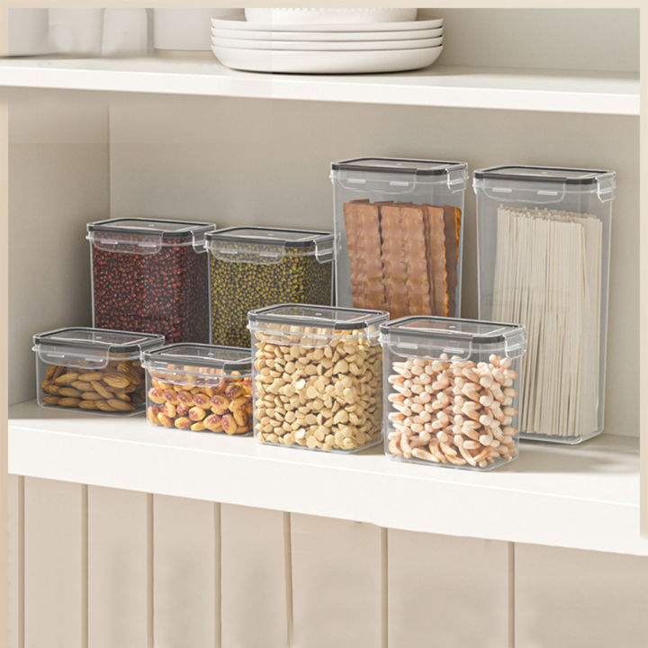 Qiunery%208%20Pcs%20Airtight%20Food%20Storage%20Containers%20With%20Labels%20Baking%20Storage%20Set,%20Sealed%20Jar%20Grain%20Storage%20Box,%20Clear%20Dry%20Food%20Canisters%20For%20Kitchen,%20Pantry,%20Restaurant%20-%20Image%208
