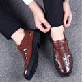 2022 Summer Soft Leather Shoes Quality Men's Fashion Hollowed  Leather Sandals Breathable Man Casual Shoes Father Sandal. 