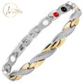 Women's Fashion Twisted Titanium Steel Bracelet 4 Elements Healthy Bio Magnetic Negative Ion Germanium Bracelets for Women. 
