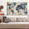 【beauty code store】(NEW)3 Pcs/Set World Map Wall Art Home Living Room Decoration Gift.