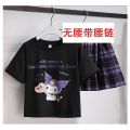 Sanrio Kuromi girl T-shirt short skirt suit 2022jk college style uniform girl suit short sleeve. 