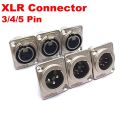 1pcs 3,4,5 pin Square Cannon Male/Female Metal XLR Microphone Speaker Panel mount socket Connector. 