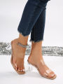 2023 New Transparent High Heel Sandals Summer Medium Heel Thick Heel Sandals Women's Super Immortal Crystal Heel External Wear S. 