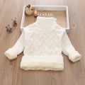 Autumn and Winter Kids' Sweater Boys' round Neck Sweater Girls' Thickened Fleece-Lined Base Pullover Baby Turtleneck Sweater. 