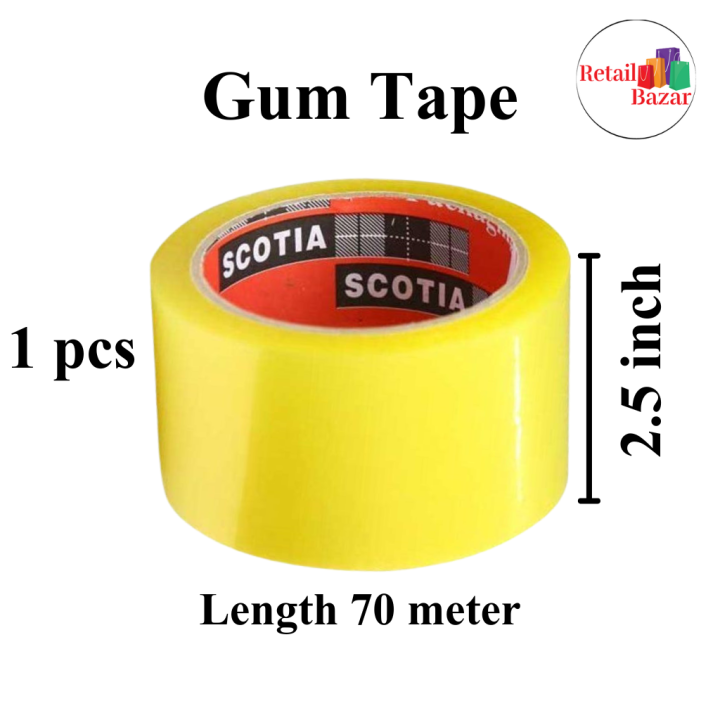 1 pcs 2.5 Inch 70 Meter Yellow Gum Tape for Carton Binding