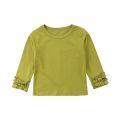 1-5Years Kids Baby Girl Ruffle Long Sleeve T-shirt Tops Solid Cotton Casual Children Basic T Shirts Girls Clothes Summer Autumn. 
