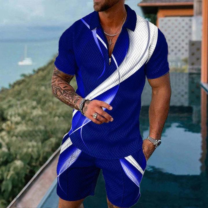 Summer Tracksuits For Men Polo Shirts Shorts 2Piece Sets Luxury Brand Set Casual T-shirts Shorts Sets Man Tracksuit Suit Outfits