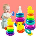 Baby puzzle development rainbow tower nesting toys 0-3 years old baby tumbler toys Color Stacking Rings Cups Toy Kids Toddler.