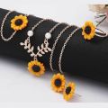 4 Pieces of Sunflower Necklace Set for Women. 