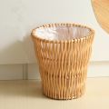 Retro Rattan Trash Can Dustbin Office Paper Bas Kitchen Garbage Bin Waste Basket Bathroom Toilet Paper Bucket Storage Bucket. 