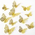 Gold Butterflies for Party, Birthday, Cake Decorations, Removable Stickers for Wedding Room Flower Decor. 