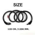 Heavy Duty Digital Number Lock - Universal Combination Cable Lock for Bike, Helmet, Luggage | Steel Wire, PVC, Plastic | 12x1200 mm, Anti-Theft Security. 