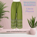 Fashion Trend Soft Quality Fabrics Print Palazzo For Woman. উমাইশা ফ্যাশান নিয়ে এসেছে সফট লোণ এর প্রিন্ট প্লাজো . শতভাগ খাঁটি ও নরম সুতি লিনেন মিক্স কাপড় দিয়ে তৈরি করা হয়েছে.. 