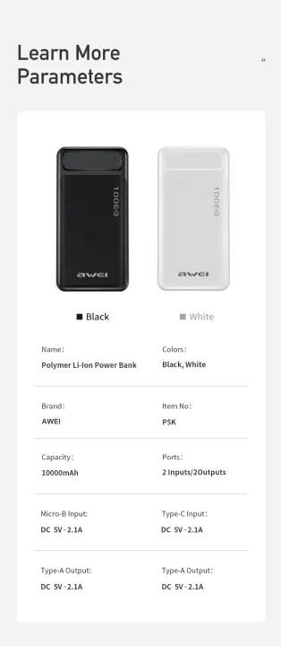 AWEI%20P5K%20Portable%20Power%20Bank%2010000mAh%20Powerbank%20Dual%20USB%20A%20Type%20c%20Micro%20Dual%20input%20Fast%20Charge%20Travel%20Poverbank%20-%20Image%205