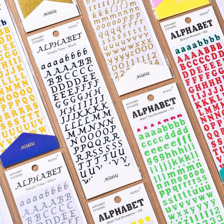RHS Online 2PCS Retro Number Alphabet Series PVC Stickers Album Diary Journal Decorative Crafts Scrapbooking DIY Sticker